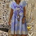 thumbnail image 2 of SZXZYGS Robes Midi pour Femmes Manches Longues Ligne A Mode Féminine Dégradé Imprimé Rose Col en V Manches Courtes Robe Ample Robe de Vacances 2024, 2 of 5