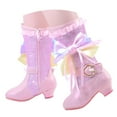 thumbnail image 4 of Ccpelsie Girl's Fashion Boots Kids Girls Zipper Knee High Winter Boots Low Heel Mid Calf Riding Boots Dress Princess Shoes(Pink,2.5), 4 of 9