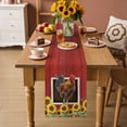 thumbnail image 3 of Chicken Sunflowers Table Runner 90 Inches, Country Farm Animal Red Wooden Grain Bed Runner Dresser Scarves Tabletop for Indoor Outdoor Parties/Ceremony/Banquet, 13" x 90", 3 of 8