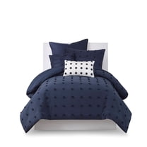 Gracie Mills Mikel Chenille Dot Cotton Jacquard Comforter Set with Euro Shams and Throw Pillows - GRACE-9444