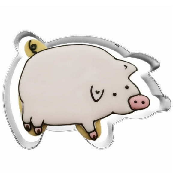 Large Size Pig Shaped Cookie Cutter, Stainless Steel Mexican Marranitos Piggy Fondant Cutter, 4.6 inches