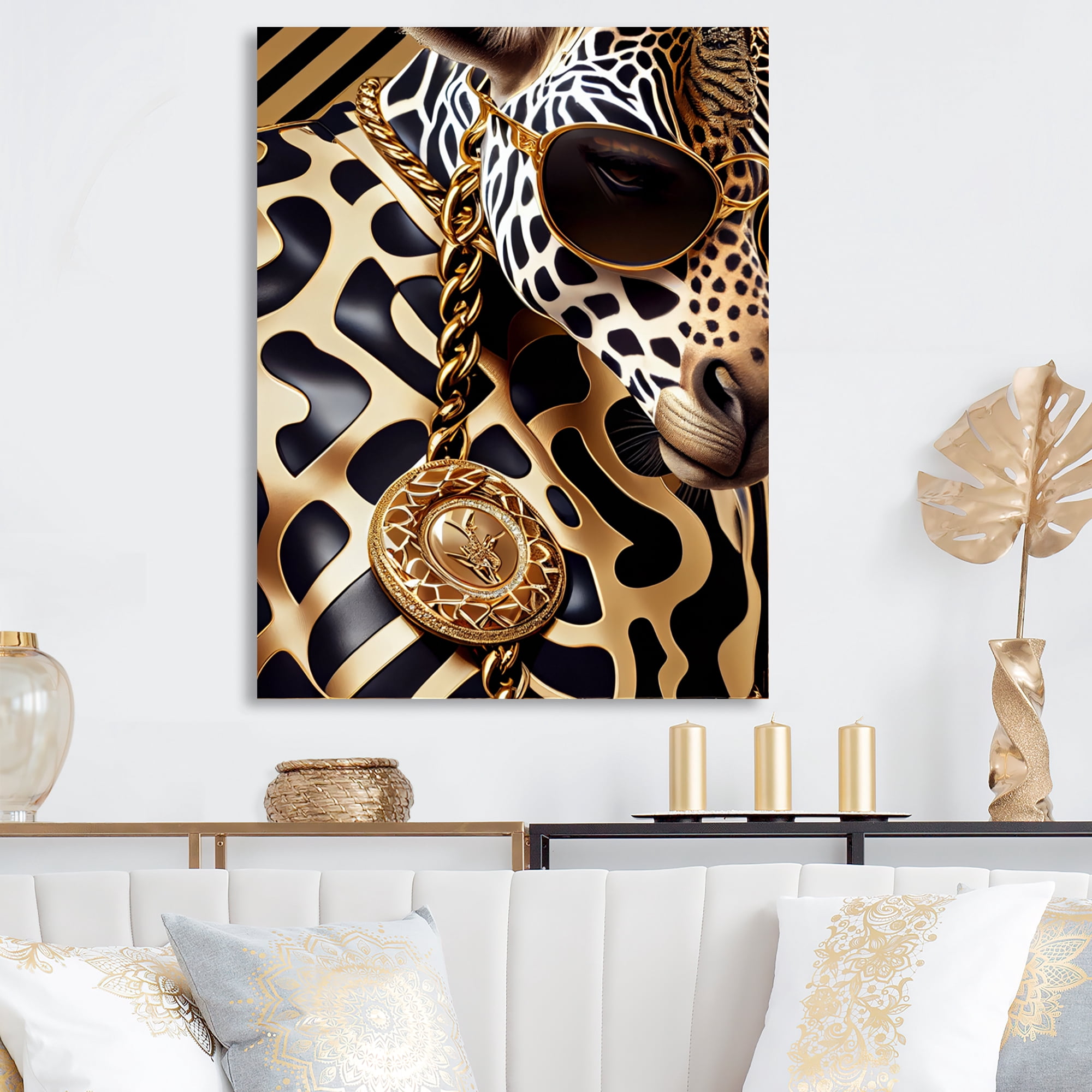 Designart Celebrity Fashion Girafe IV Canvas Wall Art