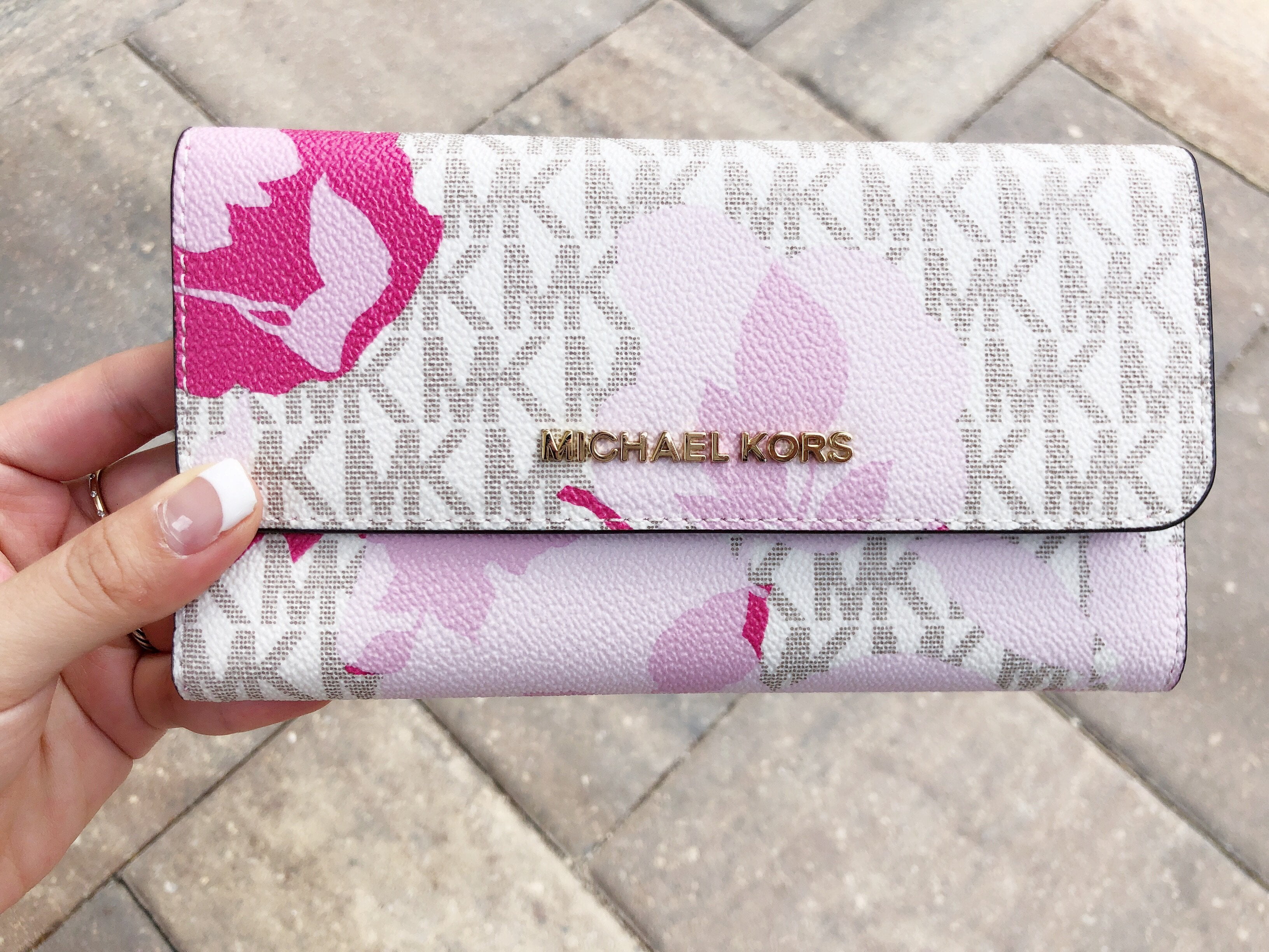mk floral wallet