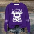thumbnail image 2 of Tao Tao Sweatshirt For Toddle Boys Girls Cute Funny Cow Graphic Sweatshirt Crew Neck Long Sleeve Loose Fit Pullover Tops Western Sweatshirt Purple 11 Years, 2 of 3