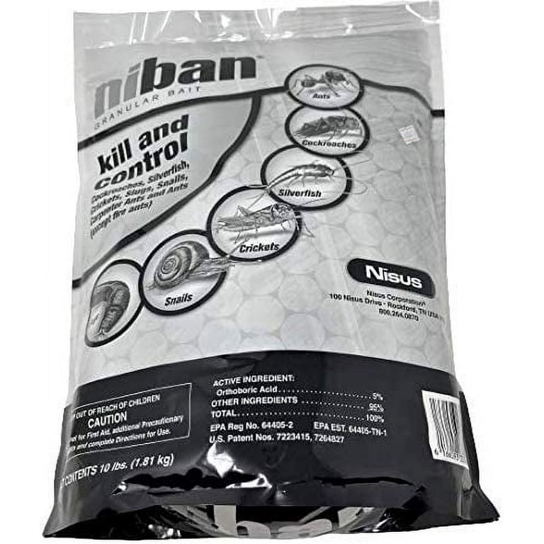 Nisus Niban Granular Insect Bait 10lb bag for Ants Cockroaches Silverfish  Crickets Slugs Snails 