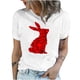 thumbnail image 1 of Camisetas de cuello redondo para mujer Camisetas con estampado de conejo de Pascua Camiseta de manga corta Blusa Tops Fridja  bn1921, 1 of 6