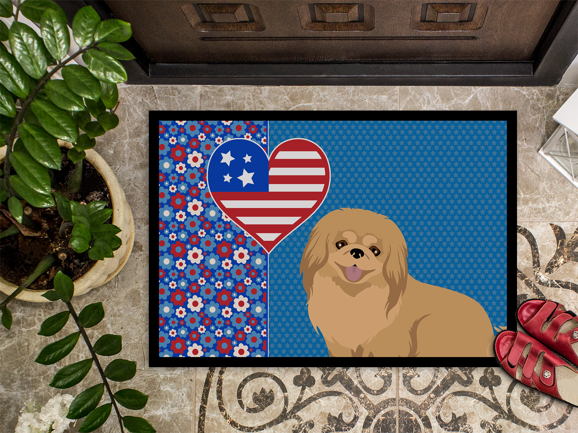 Gold Pekingese Indoor or Outdoor Mat 24x36 36 in x 24 in