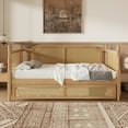 thumbnail image 4 of Velmero Traditional Style Rattan Twin Size Daybed Frame with Twin Size Trundle for Limited Space, Guest Room, No Box Spring Needed,Walnut, 4 of 16