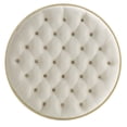 thumbnail image 5 of Weston Home Oddie Gold Finish Velvet Button Tufted Round Ottoman, Beige, 5 of 10