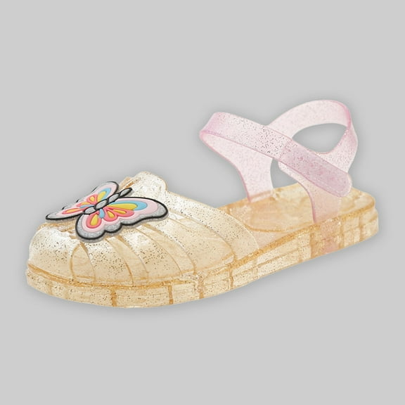 Delliss Toddler Girls Jelly Shoes Close Toe Sandals Summer Princess Beach Glitter Sandals Beach Fishermen Sandals