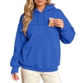 thumbnail image 6 of Bmisegm Womens Hoodies Pullover Drawstring Hood Long Sleeve Front Pocket Loose Drop Shoulder Soft Texture Solid Hoodie for Women, 6 of 6