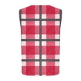 thumbnail image 4 of Dolkfu Winter Jackets for Women Flannel Red Button Down Puffer Vest Business Plaid Sleeveless Jacket Women's Coats M, 4 of 5