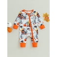 thumbnail image 2 of Halloween Baby Girls Boys Outfits Pumpkin Ghost Long Sleeve Romper One Piece Zipper Jumpsuit Holiday Western Clothes, 2 of 8