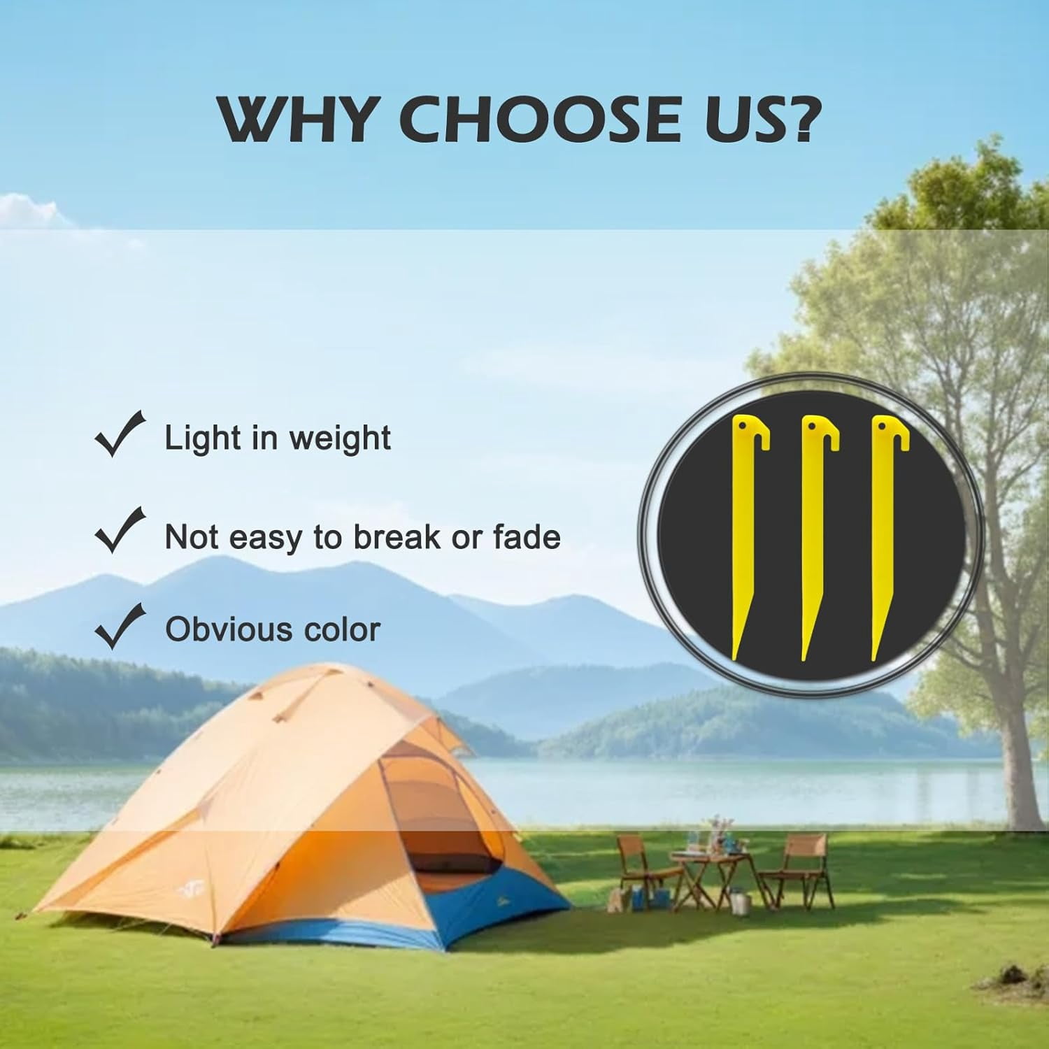 Plastic Tent Pegs Durable Spike Hook for Awning Camping Caravan, Tent Stakes for Outdoor Lawn Beach Garden Decoration and Fixation