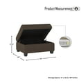 thumbnail image 4 of OakvillePark Granby Microfiber Fabric Upholstered Storage Ottoman, Chocolate, 4 of 4