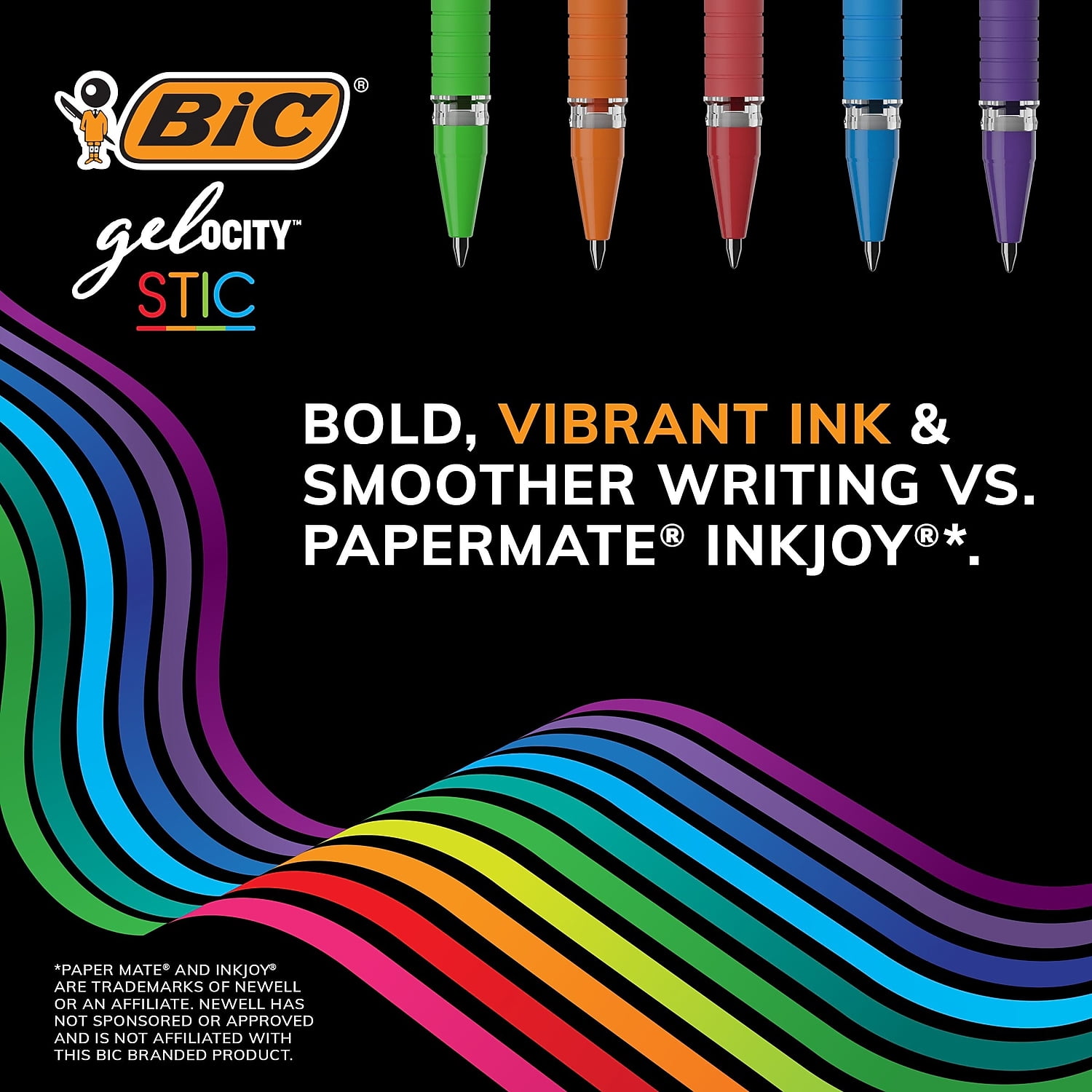 BIC Gel-ocity Stic Gelstifte – 14 Farben, 0,7mm, Mit Gummigriff