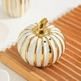 thumbnail image 4 of FURNIX Fall Pumpkin Shaped Salt and Pepper Shakers Ceramic Salt and Pepper Shakers Mini Shakers for Thanksgiving,Halloween & Indoor for Holiday Home Indoor Kitchen Decorations,White and Gold A, 4 of 9