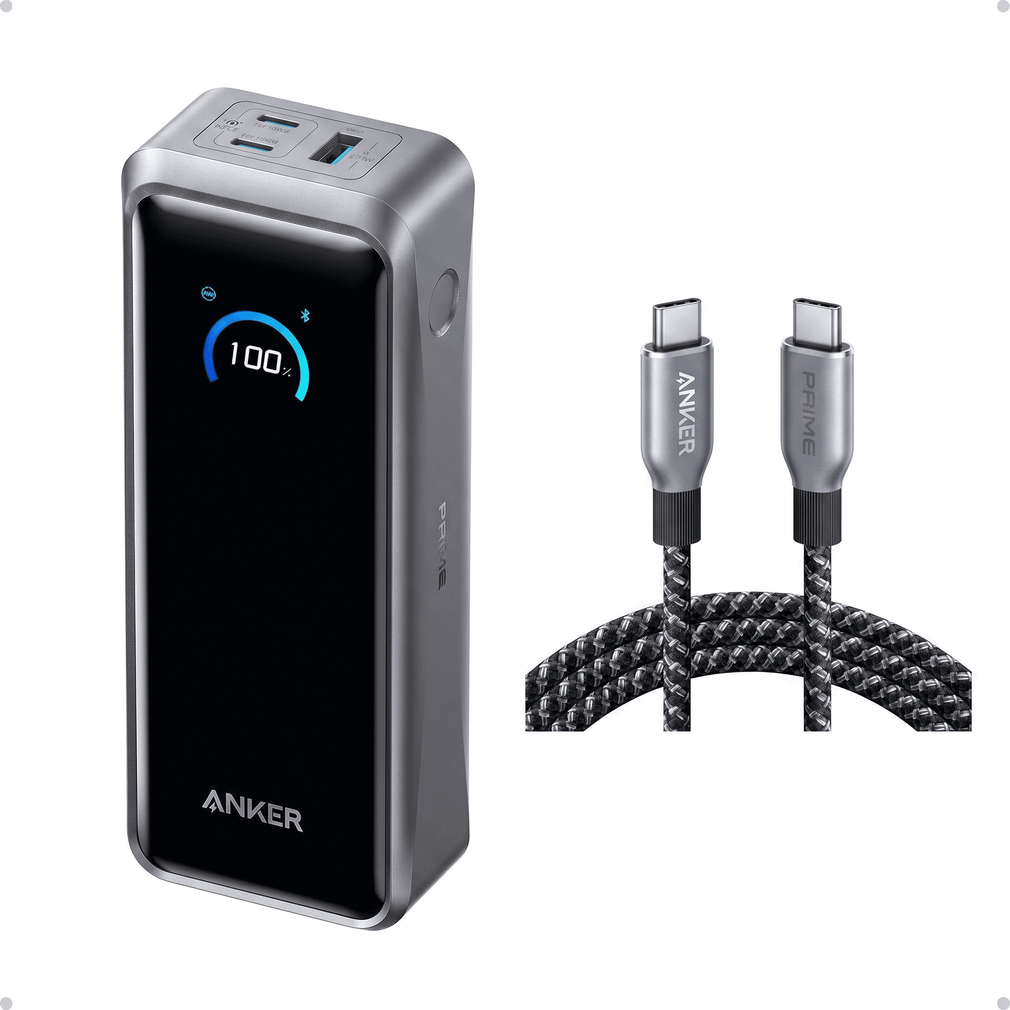 Anker, Power Bank, 20k mAh, 200W, Black, 2 USB C Ports - Walmart.com