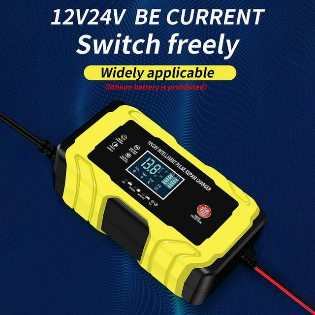 6V 12V Car and Motorcycle Battery Smart Charger Smart Pulse Repair Charger (Red US Standard)