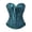 Dark Green, variant on LILIYA Corset Tops for Women, Teal Ruffle Hem Overbust Bustier Shapewear with Front Button Closure, Elegant Waist Cincher Bodysuit for Halloween Party and Night Out Events, Stylish Corset