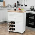 thumbnail image 3 of Gymax Modern Rolling Kitchen Cart Trolley Island Storage Cabinet w/Drawer&Wine Rack, 3 of 10