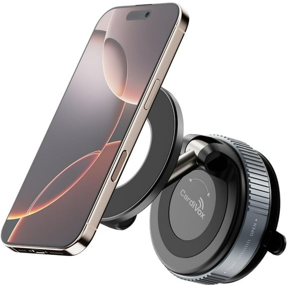 CardiVox Magsafe Car Phone Holder – Universal Dashboard Mount Phone Holder for Cars for iPhone and Android 360° Rotation Foldable Suction Cup Stand