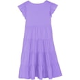 thumbnail image 3 of Big Girls Dresses Solid Color Round Neck Puff Sleeve Kids Party Outfit Girls Beach Dress Size 10-11T, 3 of 6