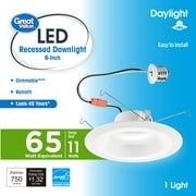 Great Value 6" LED Recessed Retrofit Downlight, 11-Watt (65W Replacement) Daylight Dimmable E26 Screw base