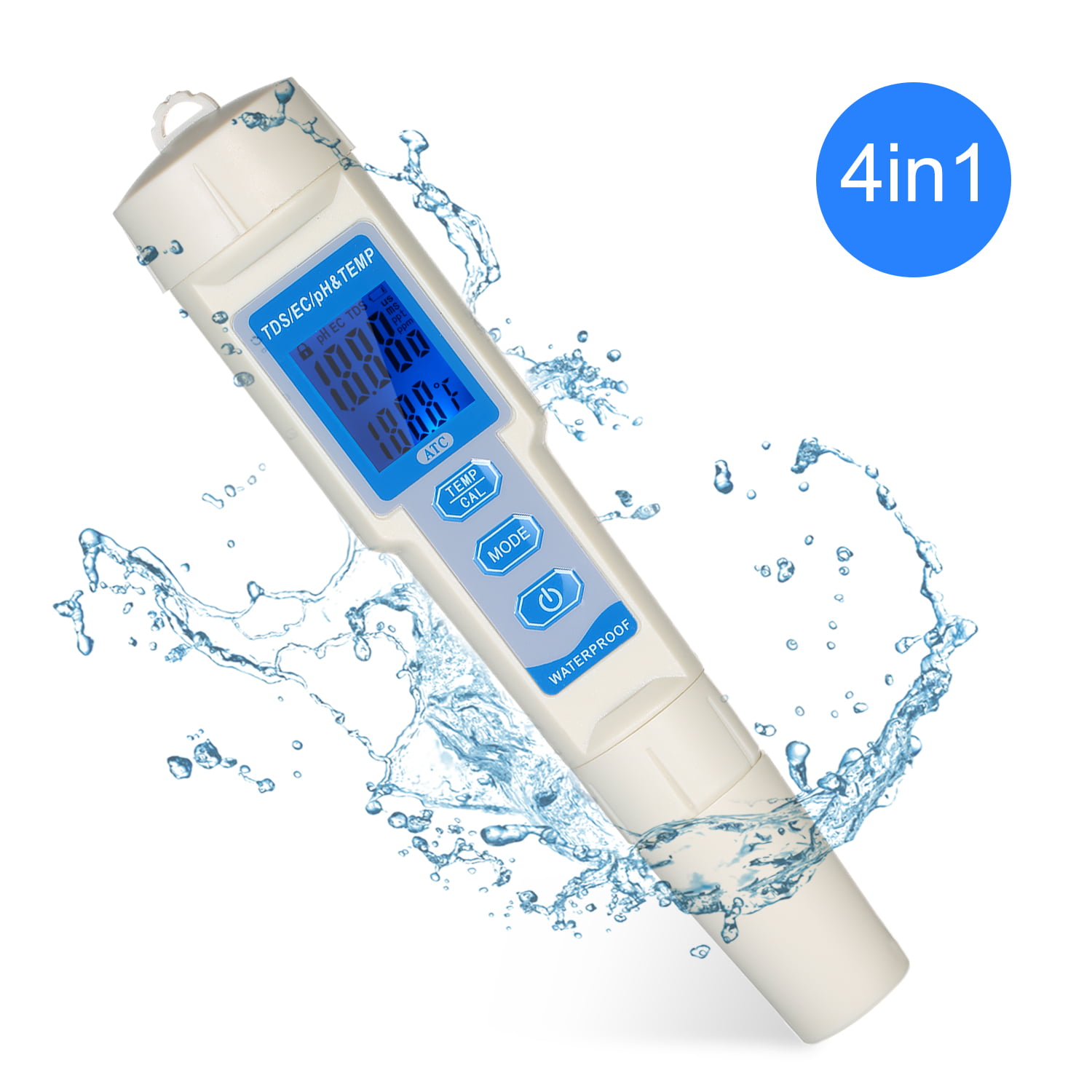 4in1 Digital LCD Water Quality Tester Pen PH/TDS/EC/TEMP Meter Detector Portable 