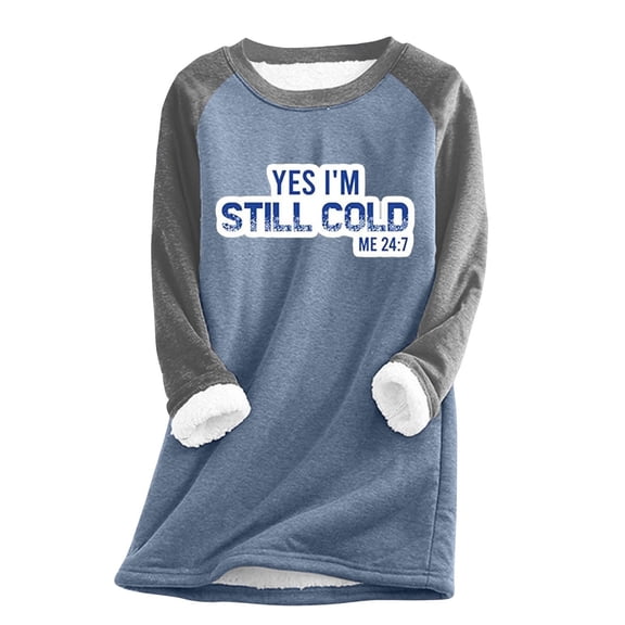 Cavosen Fleece Sweatshirt Sherpa Lined Crewneck Pullover Sweatshirt Letter Printed Oversized Coat Winter Comfy Tunic Tops