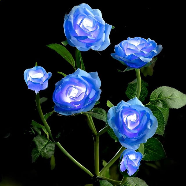 Luces solares para jardín FloreceBien, luz LED mejorada con energía solar con 6 flores rosas, luces decorativas solares impermeables para patio, camino, jardín, césped