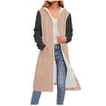 thumbnail image 2 of NuoCaiYun Cardigan Women'S Fashionable Patchwork Color Long-Sleeve Drawstring Hooded Zipper Long Coat with Pockets, 2 of 6