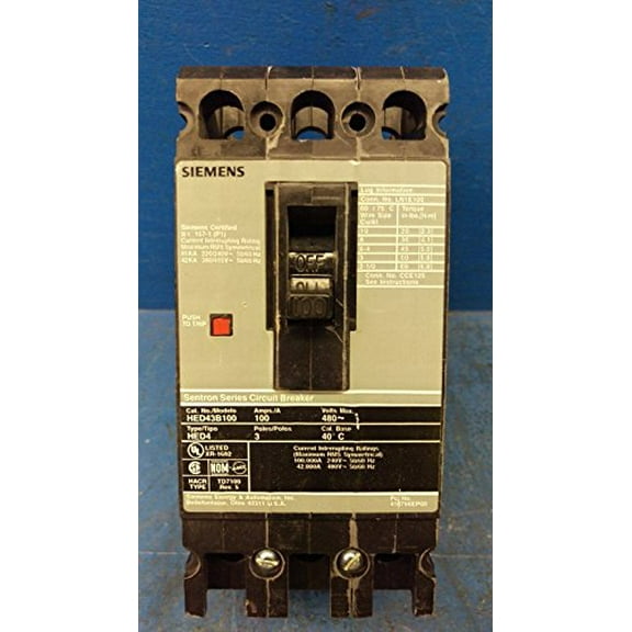 ITE Siemens HED43B100 3 Pole 100 Amp 480v Sentron Circuit Breaker HED HED4