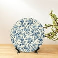 thumbnail image 6 of Picia Vintage Blue Floral Pattern Bone China Decorative Plate – Wall Decor with Stand and Adhesive, Elegant Ornament for Living Room, Office, or Entryway-6in, 6 of 6