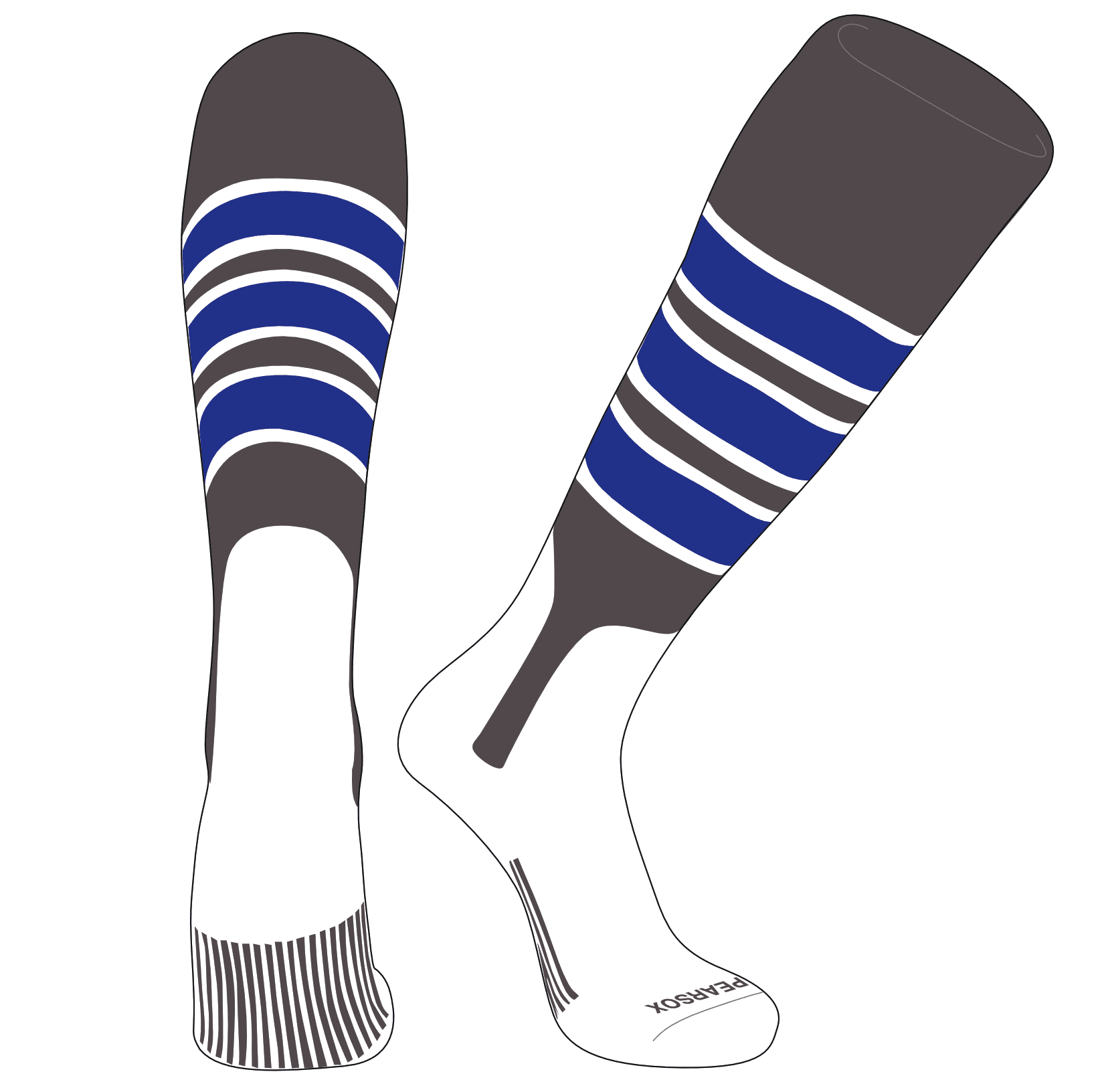 PEARSOX Elite Baseball Knee High Stirrup Socks (D, 7in) Graphite, White