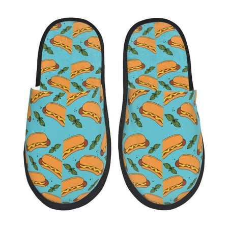 Balery Hot Dog 5 Slient Indoor Furry Fleece Comfort House Shoes Soft Non-Slip Home Shoes Cotton slippers House Slippers-- Medium