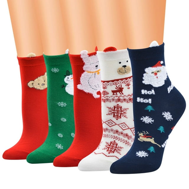 Chaussettes de Noël Funky 5 Paires Chaussettes de Fête Chaussettes de Vacances pour Femmes