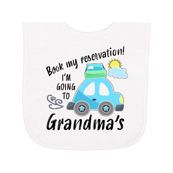 Inktastic Book My Reservation I'm Going to Grandma's Baby Terry Cloth Bib