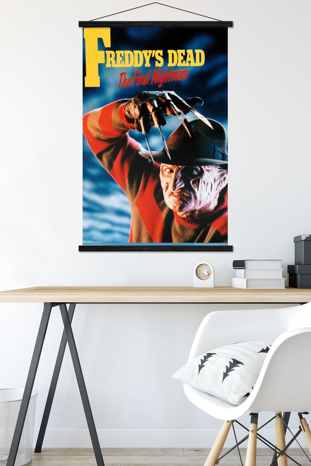 Nightmare On Elm St: Freddy's Dead: - One Sheet Wall Poster with Wooden Magnetic Frame, 22.375" x 34"