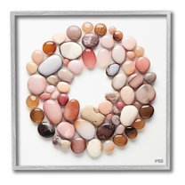 Stupell Industries Various Pebbles in Circle Landscape Painting Gray Framed Art Print Wall Art, 24 x 24