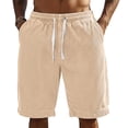 thumbnail image 3 of Resicozy Mens Corduroy Shorts Casual Plain Elastic Waist Drawstring Summer Beach Loose Fit Shorts with Pockets Khaki 5XL, 3 of 3
