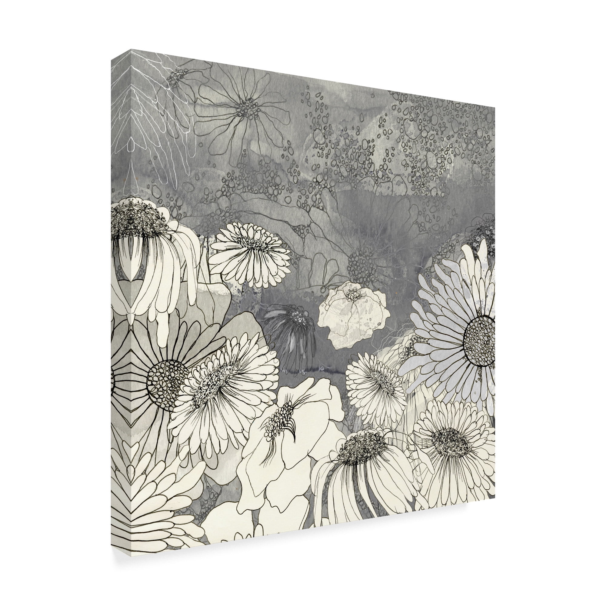 Trademark Fine Art 'Flowers on Grey I' Canvas Art by Ingrid Blixt