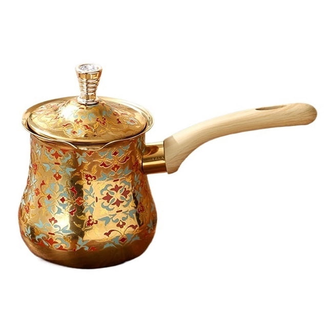 Cafetière Turque 720 ml pour Cuisinière avec Long Manche en Bois en Acier Inoxydable