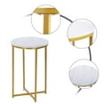 thumbnail image 5 of Hassch Small Side Table, 15.7" Round End Table, Nightstand with Faux Marble Top and Metal Frame for Bedroom, Living Room, Easy Assembly, White & Gold, 5 of 6