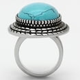 thumbnail image 3 of High polished (no plating) Stainless Steel Ring with Semi-Precious Turquoise in Sea Blue for Women Style TK1022, 3 of 4