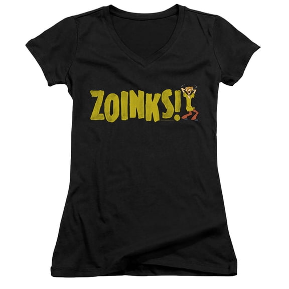 Scooby Doo Zoinks Junior Women's V-Neck T-Shirt Black