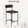 thumbnail image 2 of Bar Stools Set of 2, Upholstered Bar Chairs with Back, 25.5 Inches Kitchen Bar Stools with Footrest, Thick Cushion, Counter Height Barstools for Island, Counter Bar, Easy Assembly, Black, 2 of 8