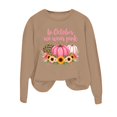 thumbnail image 4 of Women's Halloween Hoodless Sweatshirt Pullover Long Sleeve Casual Crewneck for Daily Autumn Winter Fashion Tops Women Khaki XXL, 4 of 4