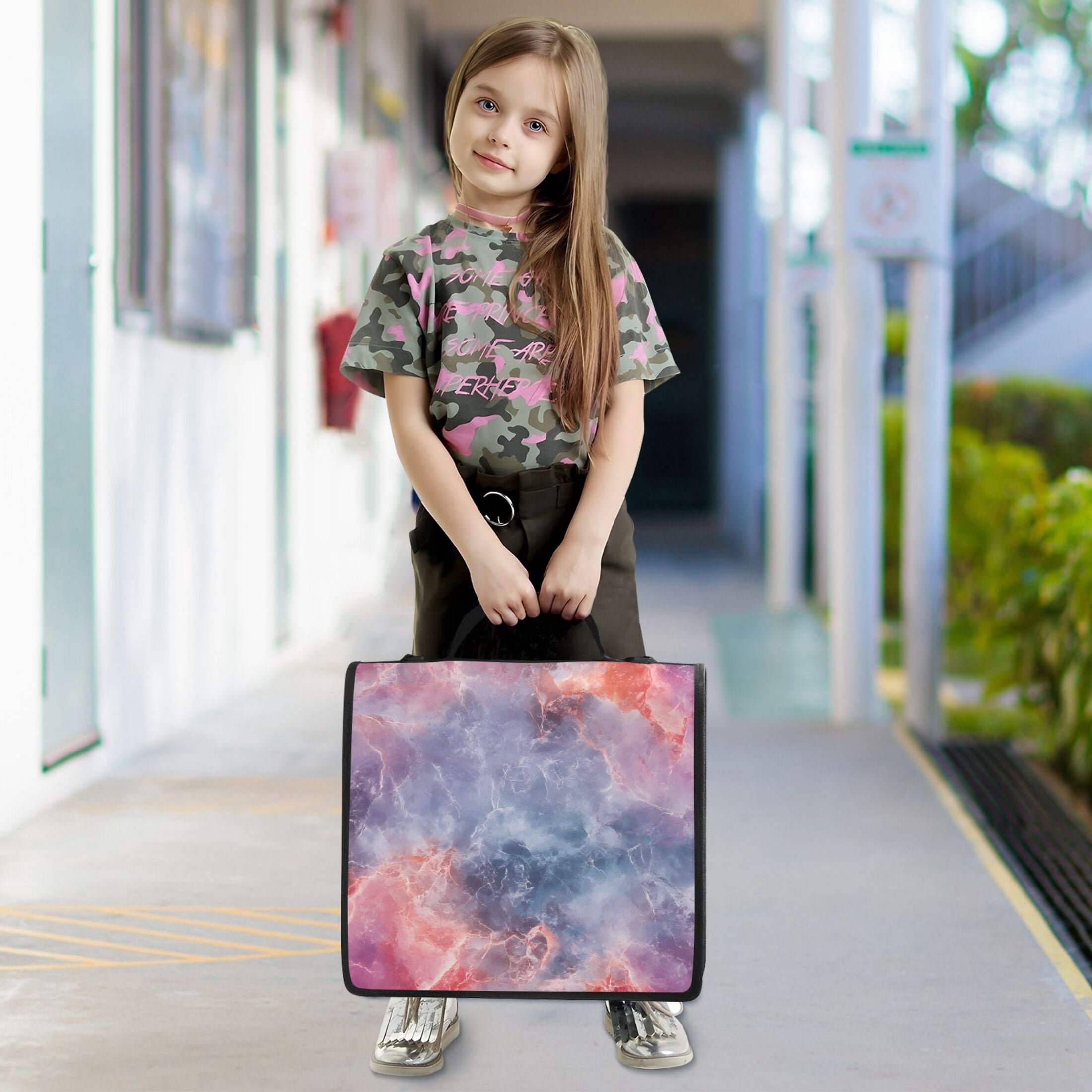 3 Ring Zipper Binder with Shoulder Strap Waterproof Trapper Keeper 2 Inch D-Ring 500 Sheets Capacity Colorful Nebulae Marble