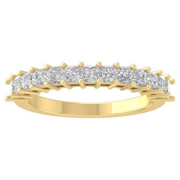 ARAIYA FINE JEWELRY 14K Yellow Gold Princess-shape Lab Grown Diamond Wedding Band Ring (1/2 cttw, D-F Color, VS Clarity) Size 6.5